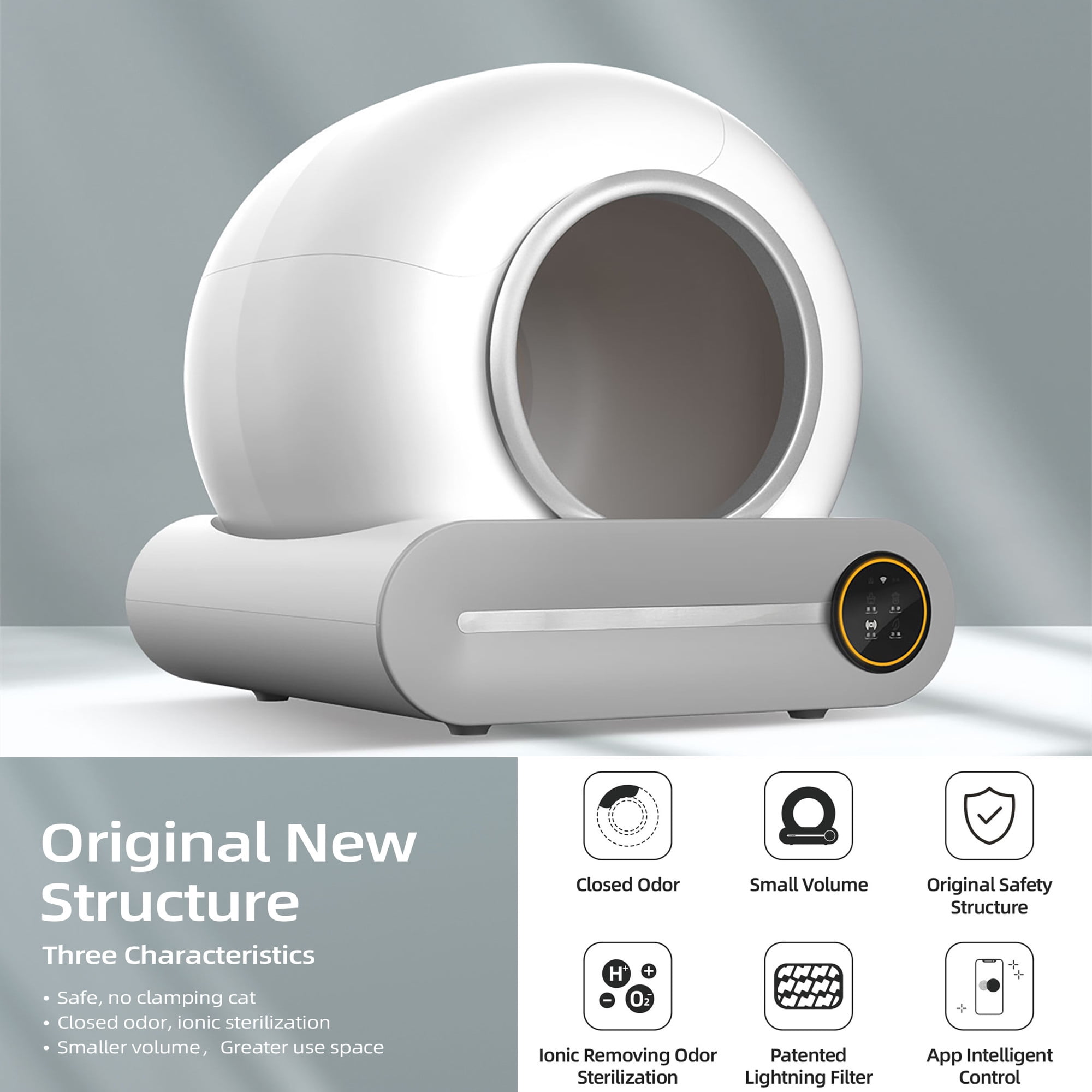 Glavbiku Smart Self-Cleaning Cat Litter Box with Liner,Odor Removal, App Control Support 2.4G wifi