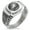 Silver, variant on Stainless Steel Ocean Kamon Crest CZ Ribbed Needle Stripe Pattern Biker Style Polished Ring