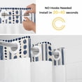 thumbnail image 2 of No Hook Shower Curtain with Snap in Liner, Modern Geometric Blue Stripe Dot Waterproof Bath Curtain Double Layers with See Through Top Window, Abstract Line Graffiti Beige Shower Curtains 72x84in, 2 of 9