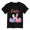 thumbnail image 4 of MIASHUI T-Shirt à Manches Courtes pour Enfants Joyeuses Pâques Imprimé Œuf Bunny, Noir, 8-9 Ans, 4 of 4