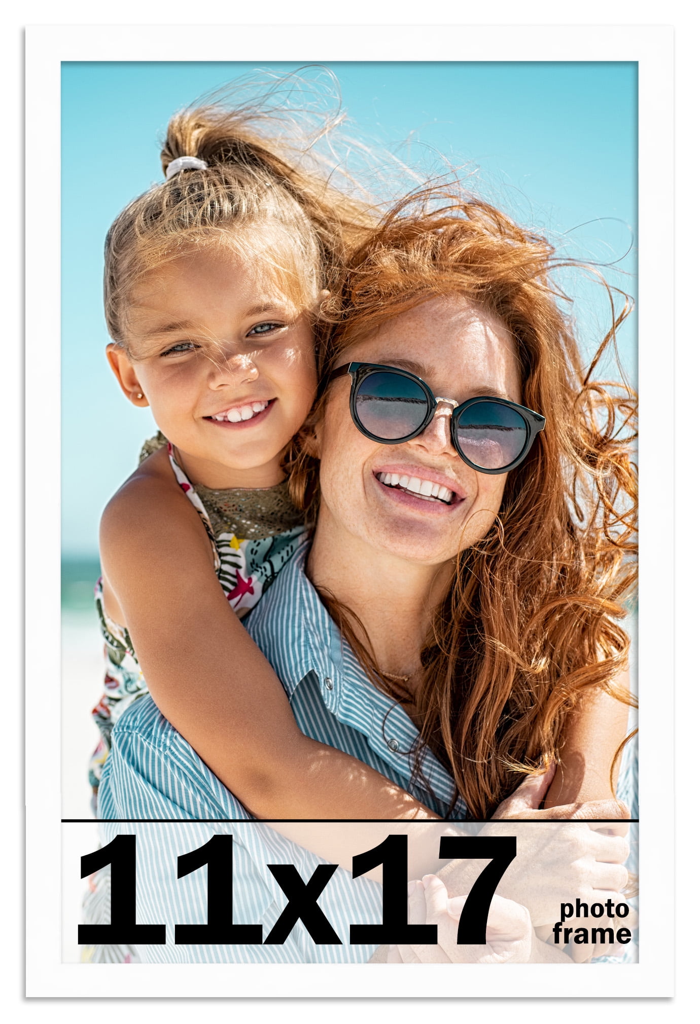 11x17 Frame White Solid Wood Picture Frame Includes UV Acrylic Shatter