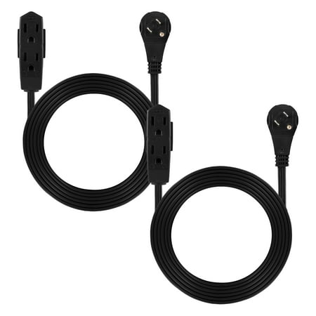

GENERAL ELECTRIC 3-Outlet Grounded Cord 8ft. Right Angle Plug Black 2pk 56991