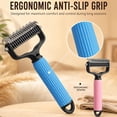 thumbnail image 5 of 1 Pack Pet Grooming Brush, Double Sided Undercoat Rake & Dematting Comb for Dogs and Cats, Detangling Tool for Matted Fur, Ideal for Medium or Long Haired Breeds,Pink-11 Tooth, 5 of 10