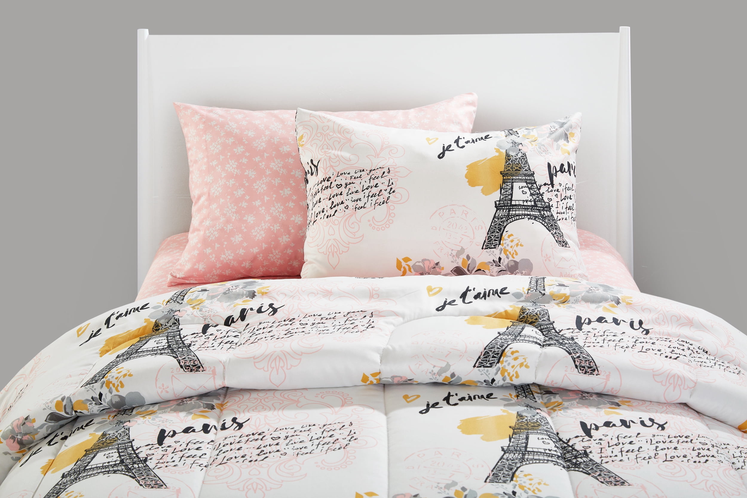 Your Zone Teen Paris Eiffel Tower Bed in a Bag Bedding Set With Reversible Comforter