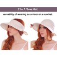 thumbnail image 2 of Simplicity Womens Large Brim UV Protection Sun Visor Hat with Removable Top for Baseball Gardening Beige, 2 of 6