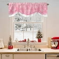 thumbnail image 2 of Pink Snowflakes Tie Up Valances Curtain, Winter Xmas Pink White Nature Snow Scene Adjustable Rod Pocket Short Window Treatment Tie Up Curtains Valances for Kitchen Living Room Bathroom 42x12 Inches, 2 of 9