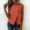 thumbnail image 5 of Women's Sleeveless V-Neck Linen Tank Top, Solid Color Casual Summer Blouse, 5 of 7