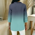 thumbnail image 4 of Ounisa 3/4 Length Sleeve Womens Tops Ruffle V Neck Cotton Linen Shirts Trendy Button Up Summer Tops Elbow Sleeve Tunic Blouse, 4 of 5