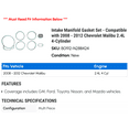 thumbnail image 2 of Intake Manifold Gasket Set - Compatible with 2008 - 2012 Chevy Malibu 2.4L 4-Cylinder 2009 2010 2011, 2 of 2