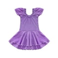 thumbnail image 4 of DPOIS Kids Girls Short Sleeves Ballet Dance Dress Gymnastic Leotard Purple 12-14, 4 of 7