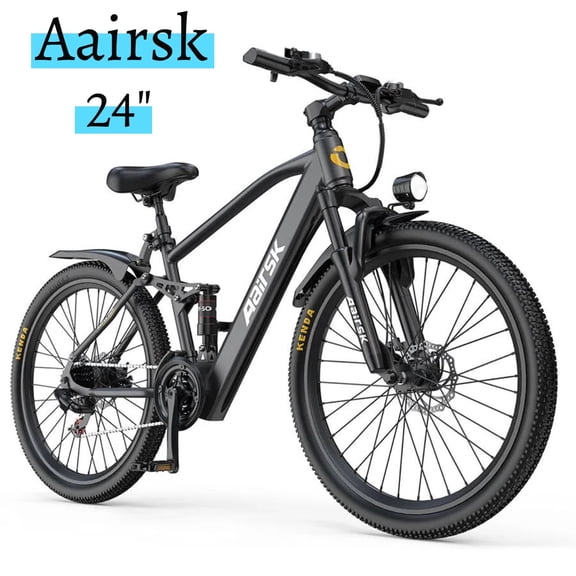 Aairsk GT900 24" Electric Mountain Bike,400W Motor,25MPH,36V 13AH Battery,Shimano 7-Speed,Front Suspension,Off-Road Ebike