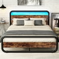 thumbnail image 6 of ChVans LED Queen Size Bed Frame with Wood Headboard & Footboard, Heavy Duty Metal Bed Frame with LED Lights & Under-Bed Storage, Noise Free, No Box Spring Needed, Brown, 6 of 10