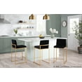thumbnail image 3 of Fuji High Back Counter Stools for Kitchen Counter in Gold Metal, Counter Height Chairs, Bar Stools Set of 3, Counter Height Stools Set of 3, Bar Stools For Kitchen Island (Black Velvet), 3 of 6