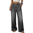 thumbnail image 4 of LEKODE Pants for Women Boyfriend Jeans for Women Work Pants Women Dress Pants Women Pull on Pants Relaxed Fit Pants Exercise Pants for Women Y2k Baggy Jeans Mom Jeans Boho Pants Gray XXL, 4 of 6