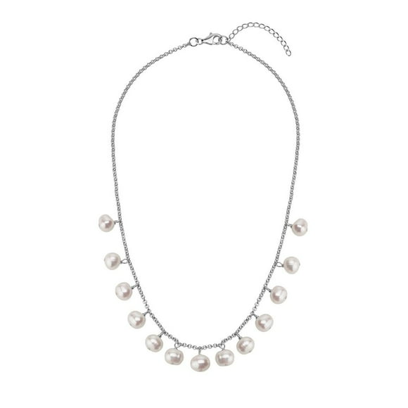 Collier en Argent avec 15 Perles d'Eau Fraîche Authentiques