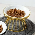 thumbnail image 4 of Cat And Dog Bowl Pet Feeding Dish Metal Raised Stand Cat Food Bowl Water Feeder Cat Elevated Feeder Neck Pet Ceramic Bowl , Gold Raised Stand, 4 of 10