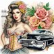 thumbnail image 1 of Pintura de diamante 5D DIY Kit de taladro de forma especial parcial Retro Girl 30x30cm, 1 of 9