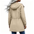 thumbnail image 6 of Mifsaly Rain Jacket for Women Mid Length Water Resistant Zip Up Hooded Windbreaker Jackets Drawstring Elastic Outdoor Fall Winter Outerwear with Pockets Khaki,XL, 6 of 8