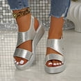 thumbnail image 5 of Viluyesy Womens Wedge Sandals, Thick Sole Adjustable Buckle Open Toe 2026 Casual Fashion Shoes Silver US7, 5 of 9