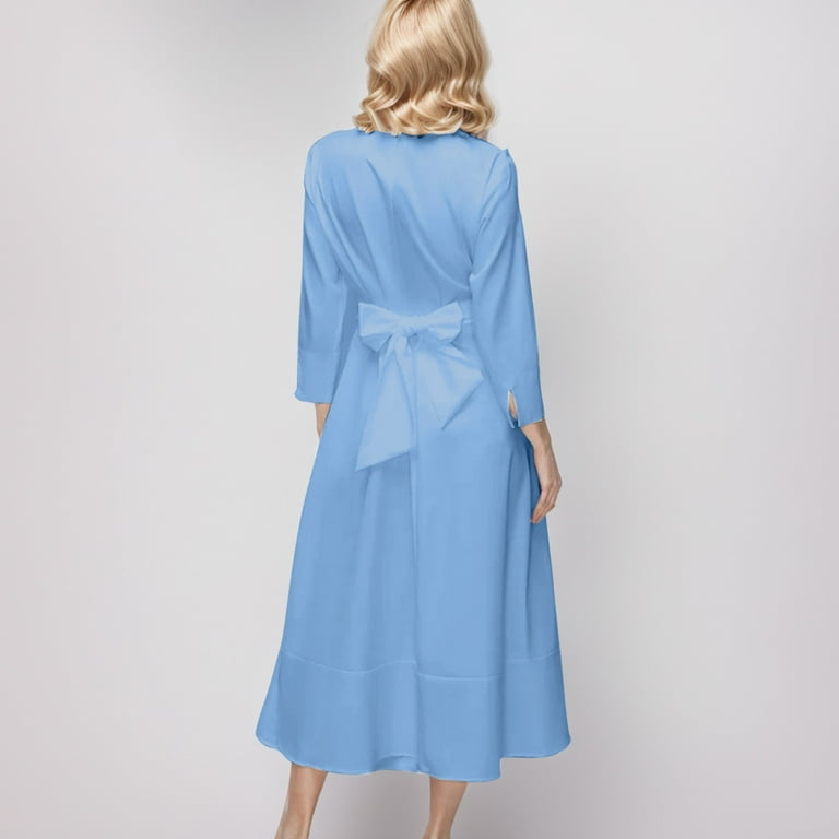 VBARHMQRT Female Semi Formal Dresses for Women Women Solid Color Long  Sleeve Collared Belted Pleated Pocket Work Cocktail Party Dress Womens  Plaid Dress Maxi Dresses for Women 2024 - Walmart.com