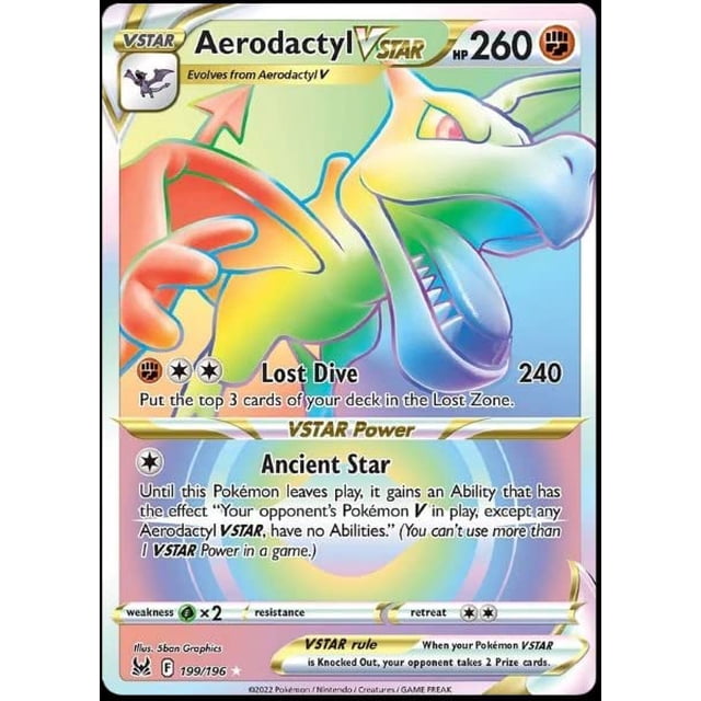 Tarjeta coleccionable Pokémon Aerodactyl vStar 199/196 Lost Origin
