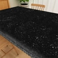 thumbnail image 3 of Silver Galaxy Rectangle Tablecloth 60x84 Inch Space Starry Night Sky Silver Star Black Fabric Table Cloth Polyester Anti-Wrinkle Washable Table Cover for Birthday Theme Party Dining Decor, 3 of 6