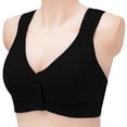 thumbnail image 5 of Gymayou Women Plus Size Front Snap Wireless Bra Thin Cotton Beauty Back Wide Vest Straps For Elderly Mature Ladies Black 36, 5 of 8