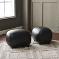 thumbnail image 4 of 23" Wide Faux Leather Upholstered Ottoman Set of 2, Mid-Century Modern Living Room Footrest with Soft Padded Seat, Footstool for Bedroom, Entryway or Living Room, Black, 4 of 9
