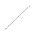 thumbnail image 2 of Gem Stone King 925 Sterling Silver Purple Amethyst and Pink and White Lab Grown Diamond Bracelet for Women (2.27 Cttw, Gemstone February Birthstone, Round 4MM, 7 inch), 2 of 6