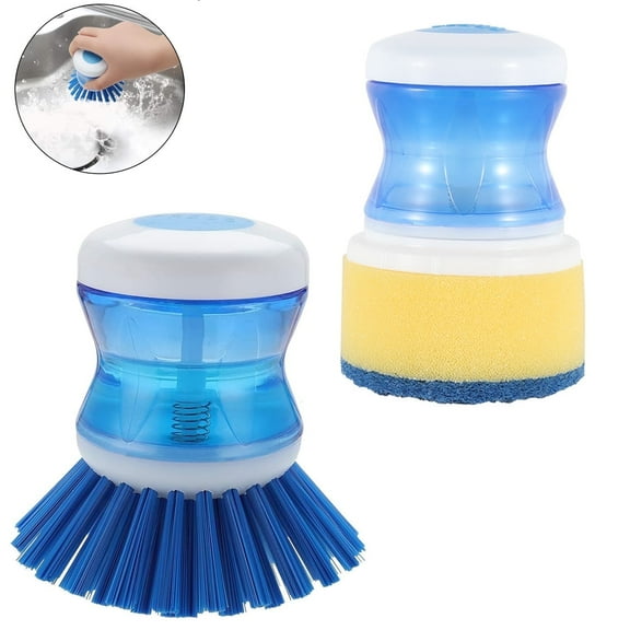 UHIAGREE 2Pcs Dish Brush with Soap Dispenser, Soap Sponge Brush,Kitchen Dish Scrub sponge