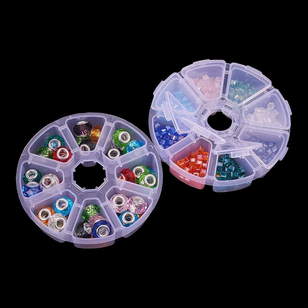 20 Sets 8 Compartments Round Resin Storage Box Bead Organizer Display Containers