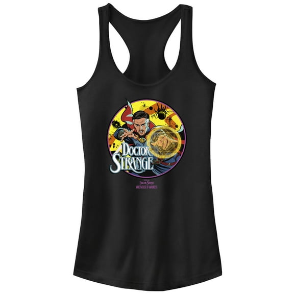 Junior's Marvel Doctor Strange in the Multiverse of Madness Strange Comic Racerback Tank Top Black Large