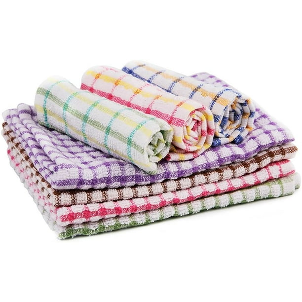 7pcs Lattice Cotton Dish Towel,Kitchen Washcloths Reusable Dish Cloth