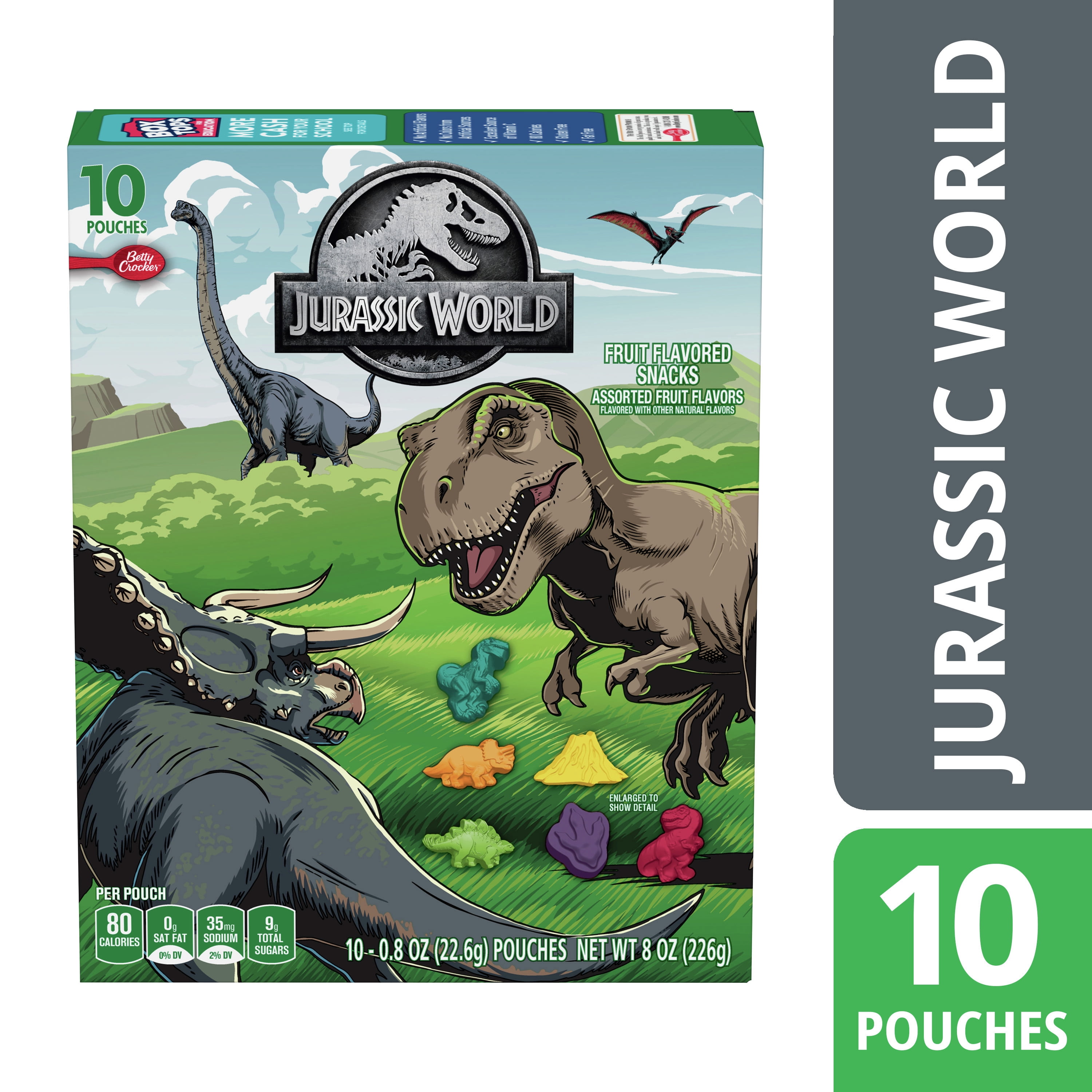 Jurassic World Fruit Flavored Snacks, Treat Pouches, 0.8 oz, 10 ct