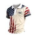 thumbnail image 5 of Zimjoy 250th Anniversary USA Men's Golf Polo Shirt Quick Dry Breathable Mesh USA Flag 1776-2026 Print Short Sleeve Shirt for 4th of July Beige S, 5 of 6