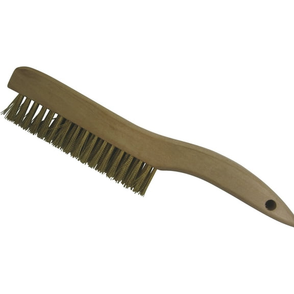 Klutch Brass Wire Brush, Wood Handle, 3 x 19 Rows, 12in.L