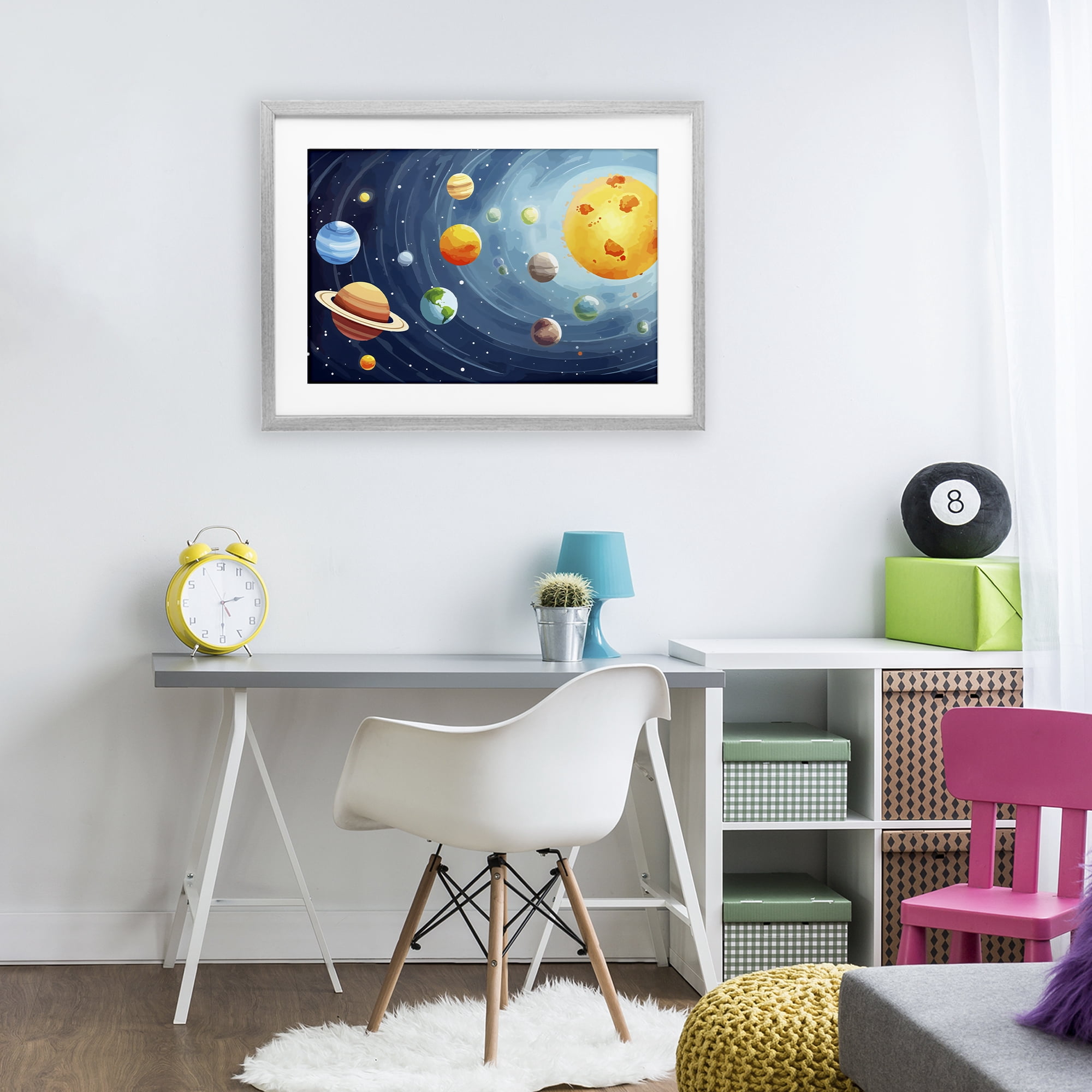 Stupell Industries Solar System Planets Orbit Gray Framed Print Under Glass, design by Creative Studio