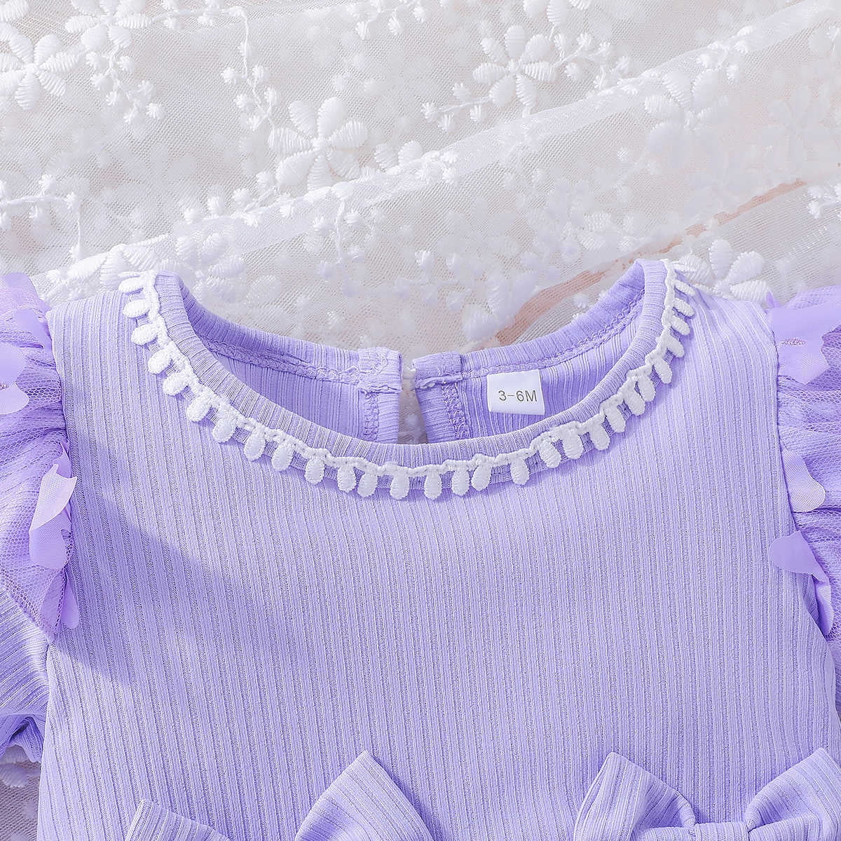 IBTOM CASTLE Newborn Baby Girls Butterfly Tutu Dress Long Sleeve Romper Tutu Skirt + Headband 2PCS Winter Fall Clothes 3-6 Months Purple