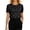 Black, variant on Womens Blouse Round Neck Short Sleeve Loose Fit Pearl Embellished Tops Vintage Ladies Bridal Office Shirts