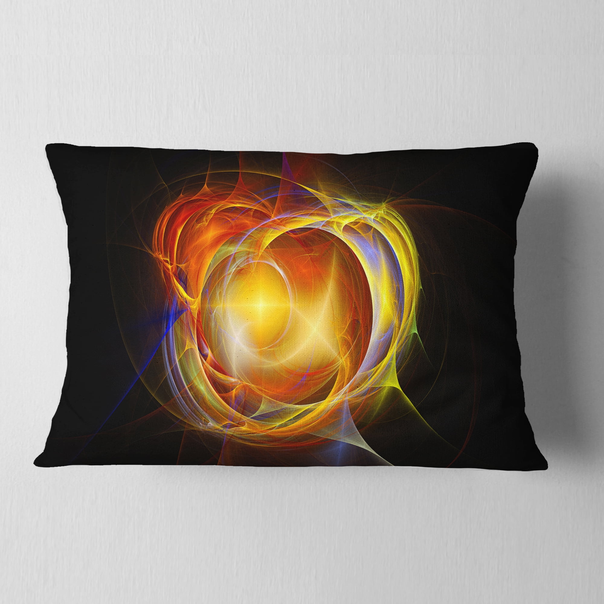Designart Supernova Explosion in Black - Abstract Throw Pillow - 12x20
