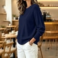 thumbnail image 7 of Edvintorg Womens Sweater Long Sleeve Loose Knit Sweaters Crew Neck Casual Pullover Top Plus Size Fashion Clothing Navy M, 7 of 7