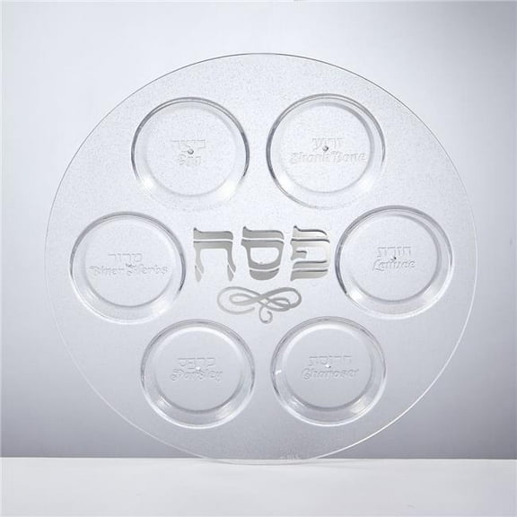Rite Lite PP-PL-1 12 in. Round Seder Plate, Clear PS with Glitter & Silver Accents - Pack of 6