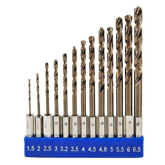 5% Cobalt Hex Shank Metric Drill Bits Set (1.5mm-6.5mm/13pcs) Suitable for Stainless ywm58