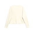 thumbnail image 7 of Women's Casual Fashion Solid Color Short Sweater Ruffled Top for Fall Winter Feminine Touch,White,L, 7 of 7