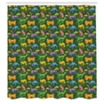 thumbnail image 3 of Ambesonne Dog Shower Curtain, Assorted Cartoon Style Pets, 69"Wx75"L, Hunter Green Multicolor, 3 of 5