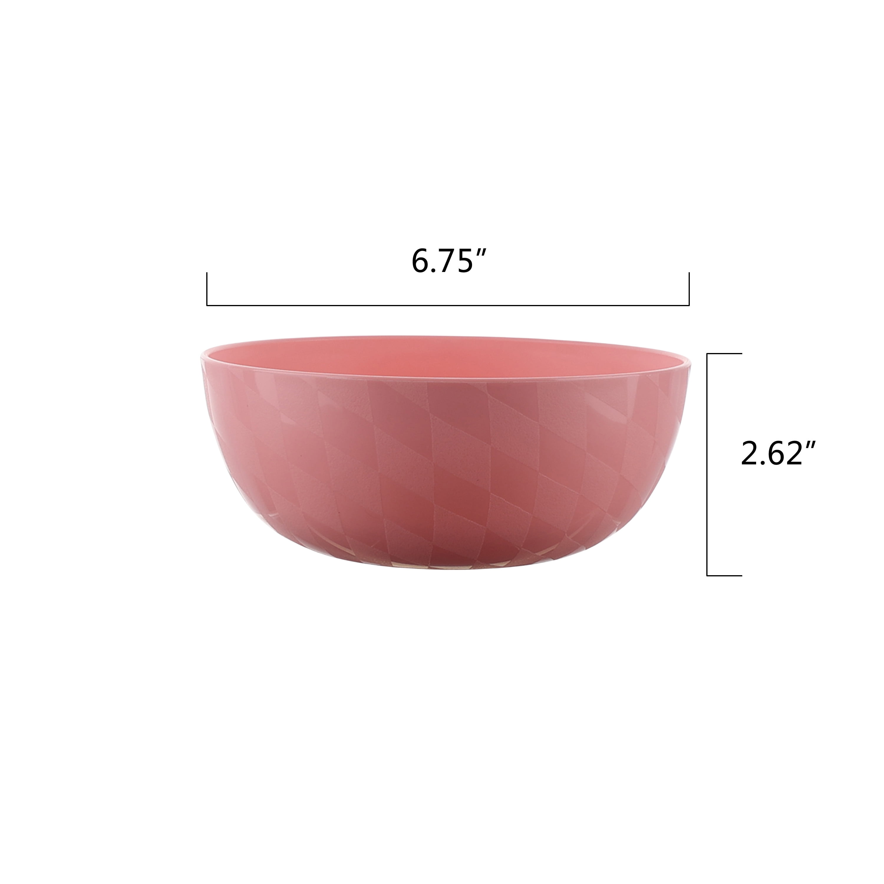 Mainstays - Pink Round Plastic Cereal Bowl, Wavy Checkered Etched, 38-Ounce