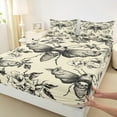 thumbnail image 3 of Manfei Death Moth Queen Sheet Sets, Gothic Animal Flat Sheet, Vintage Flower Queen Fitted Sheet, Microfiber Bedroom Decor 4pcs, 3 of 7