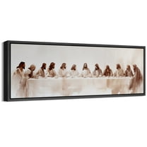 Large Framed Canvas Print Watercolor Last Supper Framed Canvas - Minimalist Religious Artwork Wall Art Decorative Ready to Hang Painting for Living room Bedroom - 60"x20" Black Frame