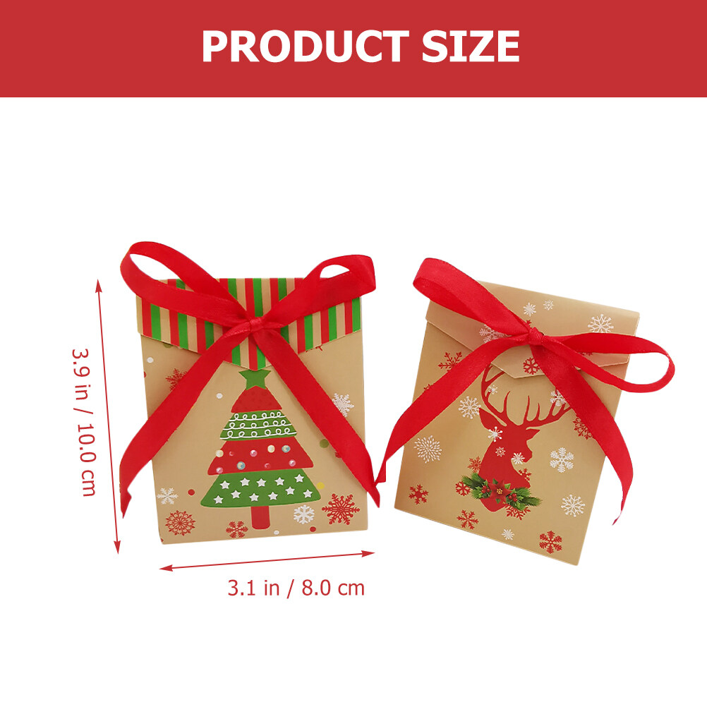 24pcs Christmas Gift Wrapping Bags Candy Bags Paper Gift Box Party Favors Bags