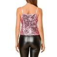 thumbnail image 4 of INSPIRE CHIC Women's Sequin Spaghetti Strap Crop Camisole Tank Tops L Rose Pink, 4 of 9